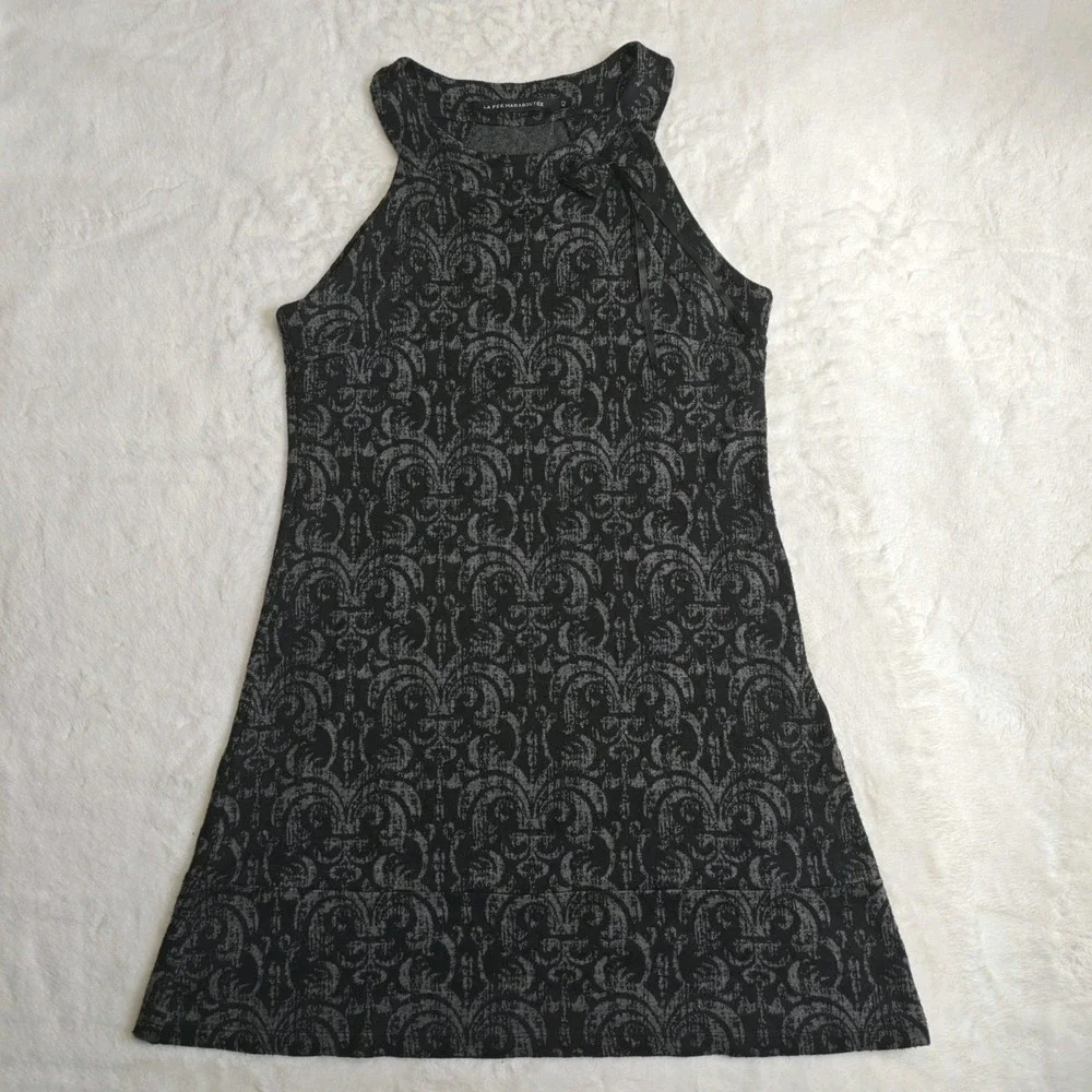 La Fée Maraboutée Size 42 Or Medium Damask Black Mini Dress A-Line‎ Flare Shift